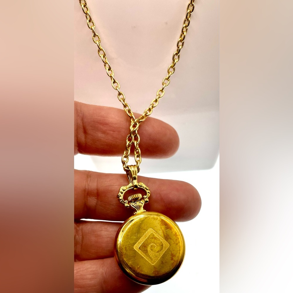 Vintage Pierre Cardin Gold Tone Mechanical Pocket Watch Rope Chain Necklace - Picture 4 of 6